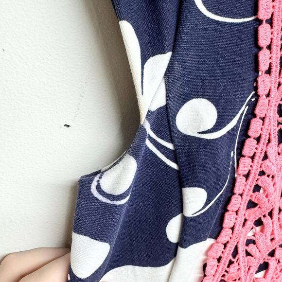 Lilly Pulitzer Women Briella Navy and Coral Short Sleeve Mini Dress X-Small - Picture 3 of 5